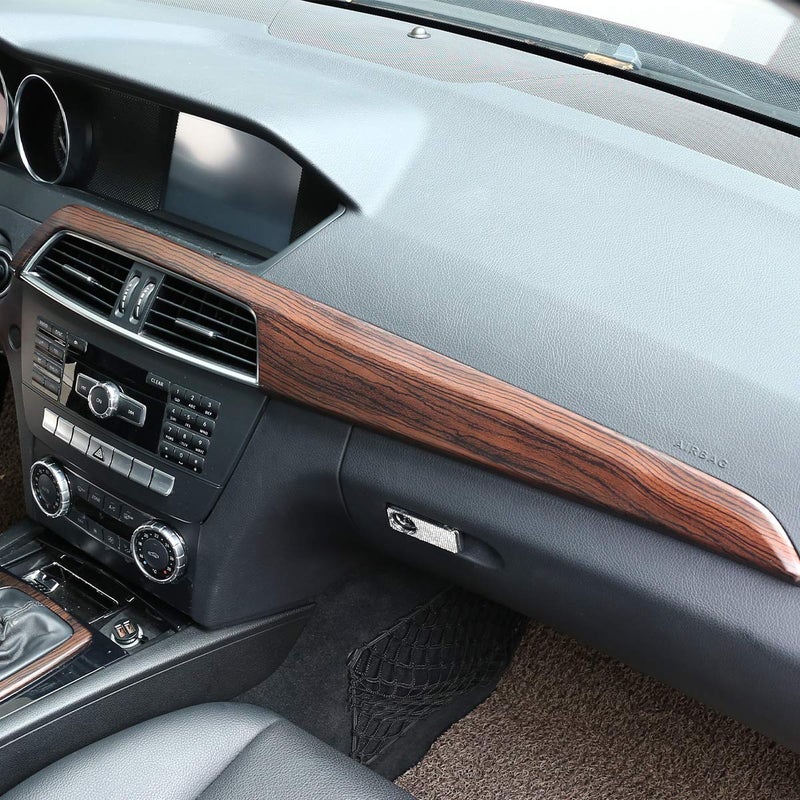 CHEYA ABS Pine Wood Grain Car Center Console Dashboard Cover Panel for Mercedes Benz C Class W204 2010-2013 Left Hand Drive Accessories (Pink Wood Grain) - Image 5
